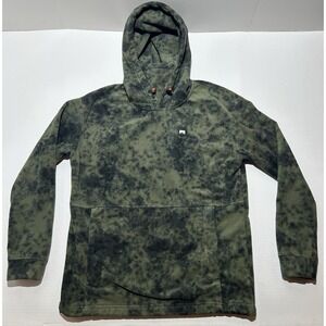 Montec Mens Green Camo Delta Fleece Hoodie Size Medium Pullover Casual EUC